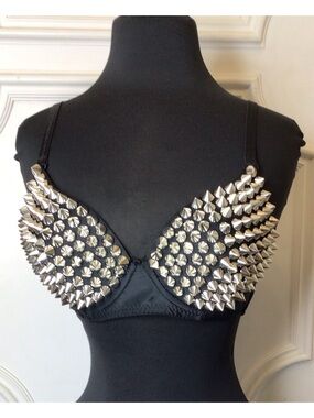 Gothic Studded Spike Pushup Underwire Bra